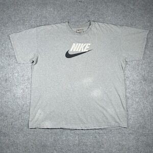 Vintage 90s Nike T Shirt Men's size XXL Grey Centre spell out Swoosh‎ Logo